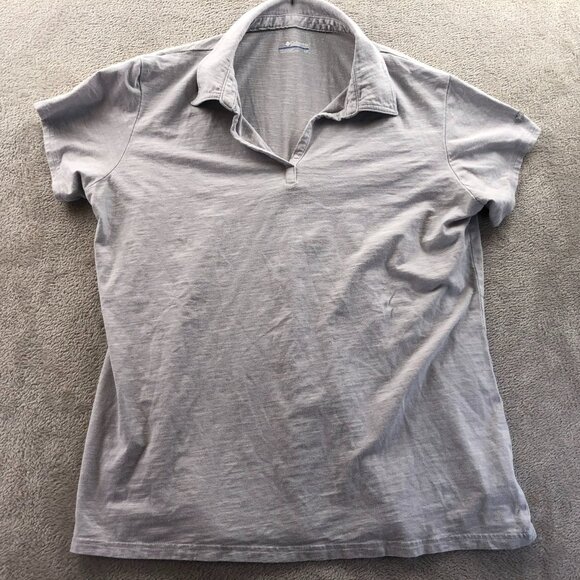 Columbia Womens Polo Shirt Large Short Sleeve Gray Athleisure Casual Classic - Picture 11 of 12